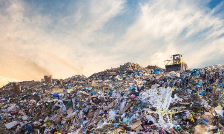 Garbage pile in trash dump or landfill. Pollution concept.