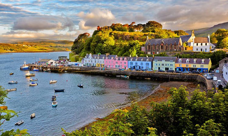 view on Portree before sunset, Isle of Skye, Scotland