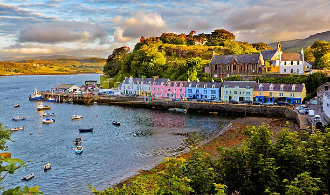 view on Portree before sunset, Isle of Skye, Scotland