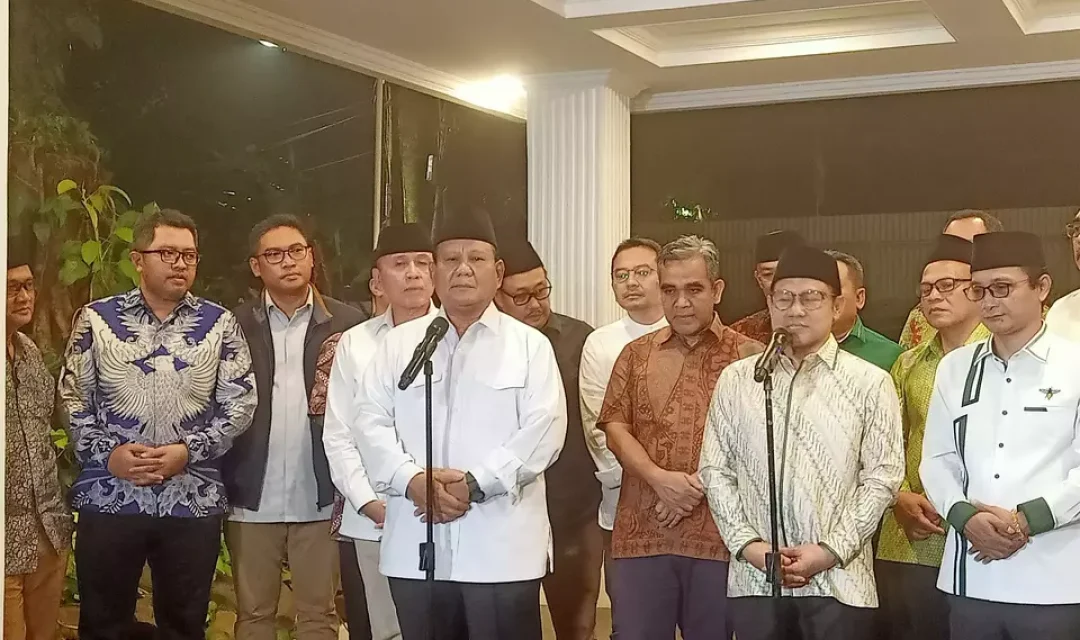 Ketua Umum Partai Gerindra Prabowo Subianto dan Ketum PKB Muhaimin Iskandar atau Cak Imin di Jakarta