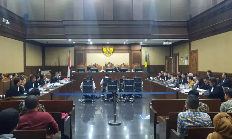 Suasana ruang sidang pemeriksaan 7 saksi kasus korupsi menara BTS Kemenkominfo di Pengadilan Negeri Jakarta Pusat