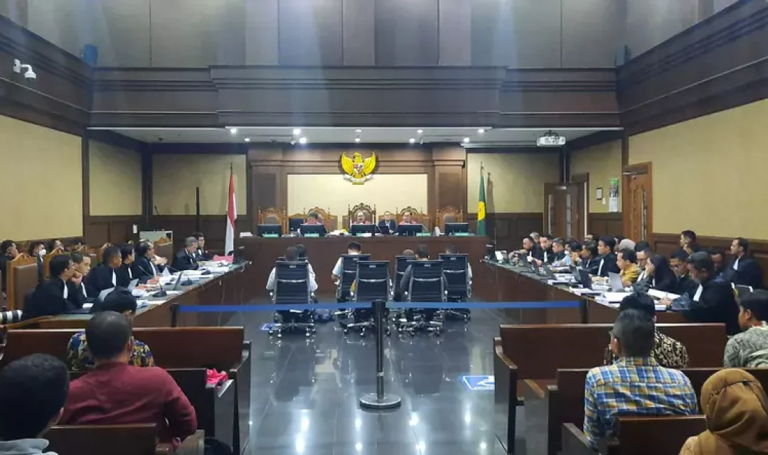 Suasana ruang sidang pemeriksaan 7 saksi kasus korupsi menara BTS Kemenkominfo di Pengadilan Negeri Jakarta Pusat