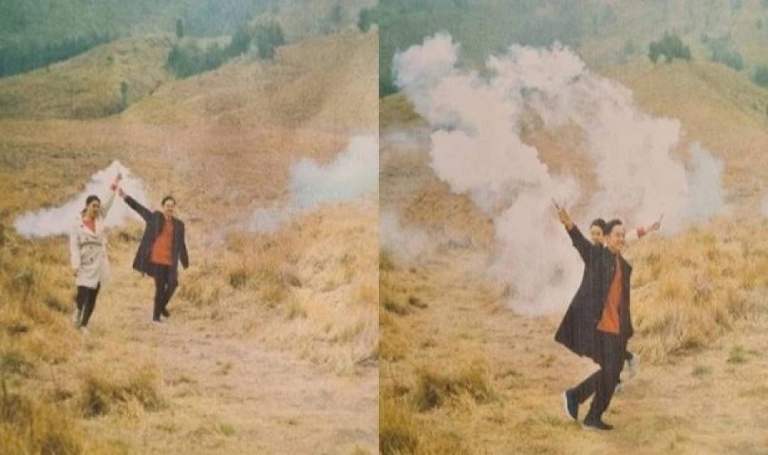 Hasil foto Prewedding yang sebabkan Bukit Teletubbies Bromo kebakaran. (Foto: Suara)