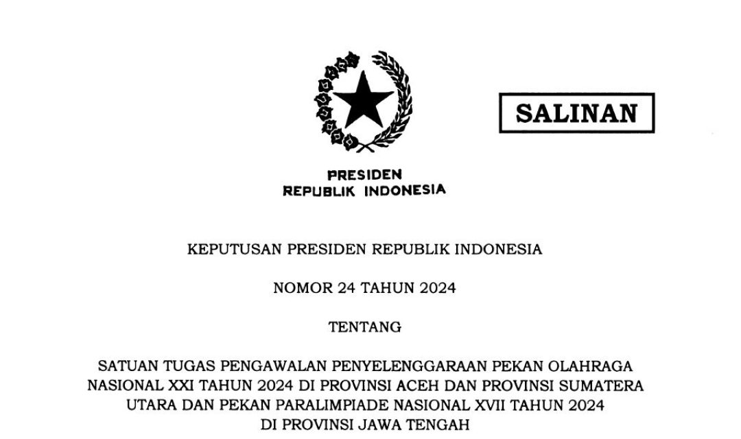 Presiden Jokowi Bentuk Satgas Pengawalan Penyelenggaraan PON dan Peparnas 2024