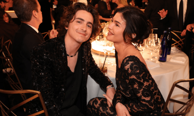 Timothee Chalamet and Kylie Jenner at the 2024 Golden Globes