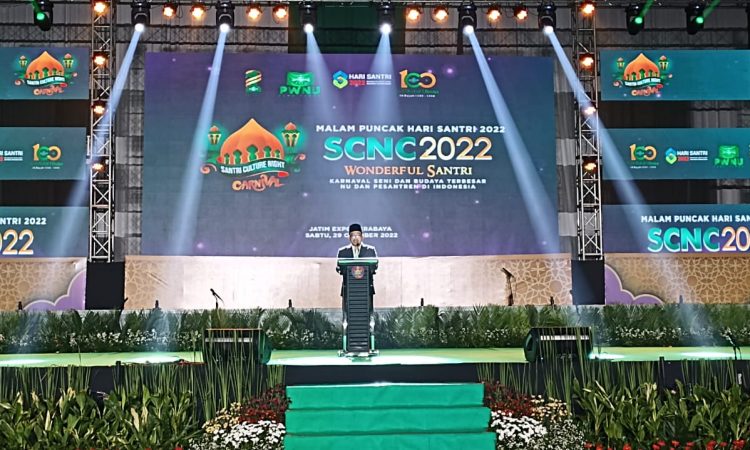 Gus Salam saat menyampaikan sambutan di malam puncak Hari Santri bertajuk Santri Culture Night Carnival (SCNC)