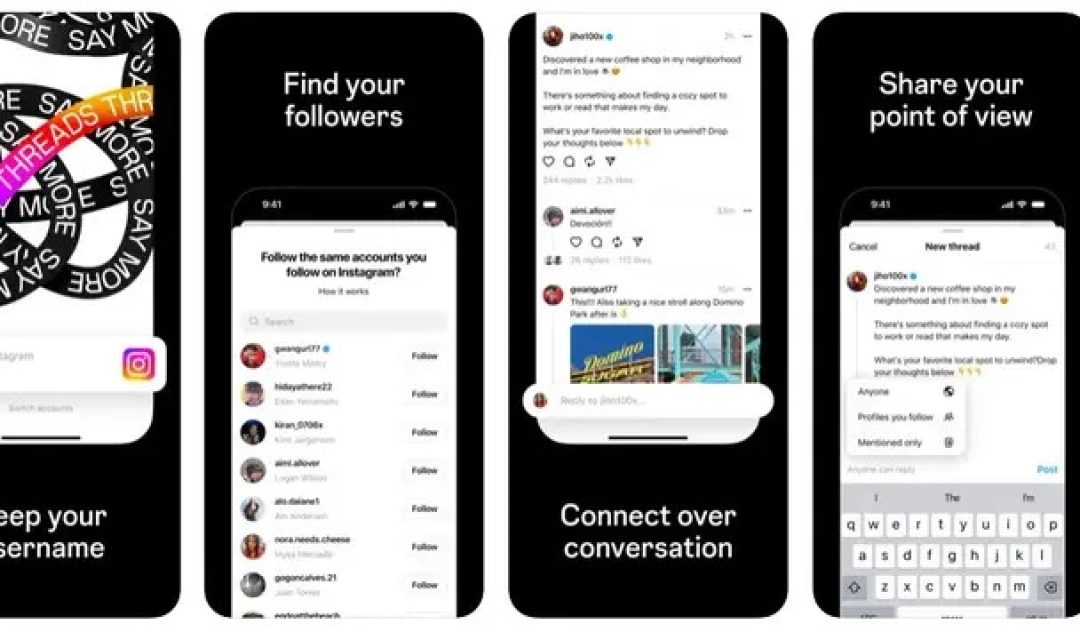 Tampilan Threads, aplikasi Instagram besutan Meta untuk menyaingi Twitter (Tangkapan layar App Store)