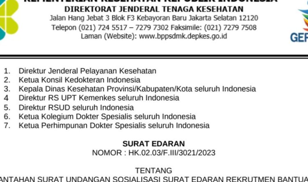 Surat Kementerian Kesehatan Republik Indonesia.