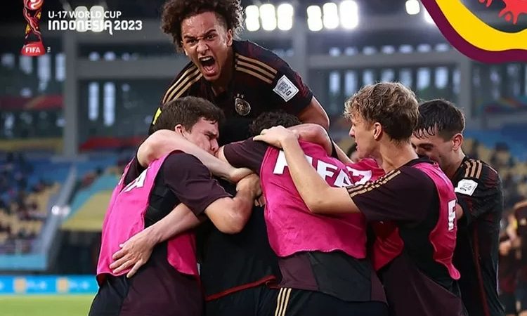 Selebrasi Timnas Jerman U17 usai singkirkan Argentina di Semi Final. (Foto: Suara Merdeka)