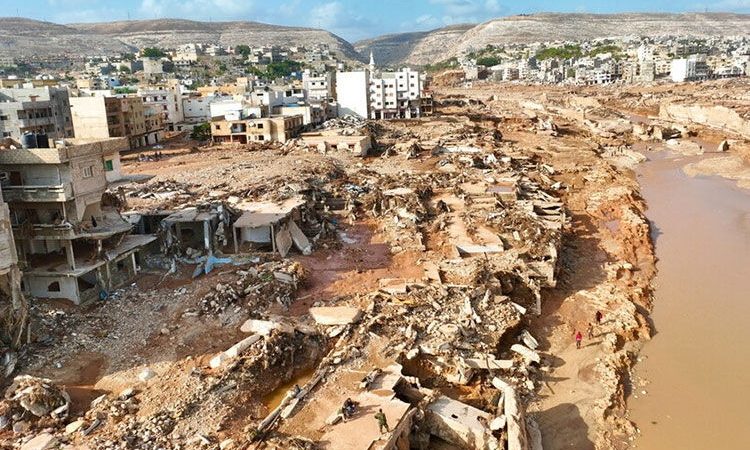 Suasana kota yang hancur akibat banjir di Derna, Libya. (Foto: Realita Rakyat)