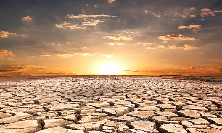 Drought land against sunset background pattern nature.