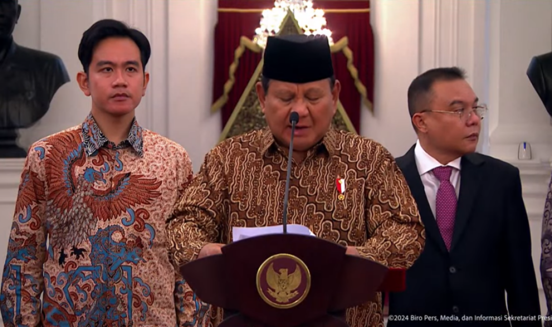 Presiden Prabowo Subianto Umumkan Susunan Kabinet Merah-Putih, di Istana Negara, Jakarta